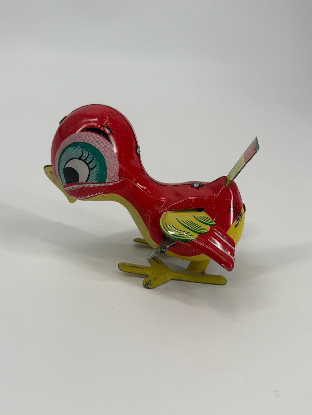 1960´s Mikuni Japan Vtg Wind up Litho Tin Toy Chick Hopping Bird Rare Antique